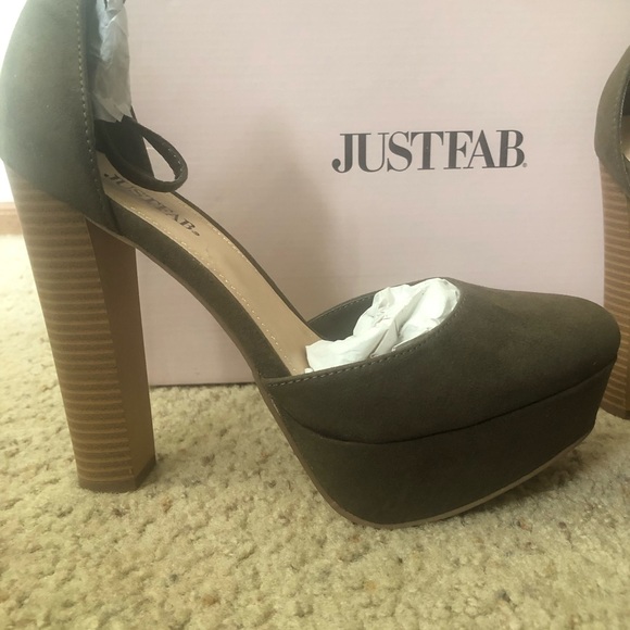 JUSTFAB Size 9 Olive Suede Platform Heels - Picture 3 of 6
